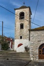 Bell Tower of Orthodox church with stone roof in village of Theologos,Thassos island, Greece Royalty Free Stock Photo