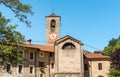 Bell tower of the Parish Museum of the Abbey of Saint Gemolo in Ganna, Valganna, Italy