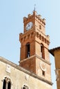 Bell tower in Pienza, Italy, in the Tuscan countryside Royalty Free Stock Photo