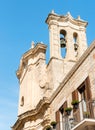 Bell tower of the Purgatory Church, formerly San Martino Chapel in historic center of Polignano a Mare, Italy
