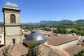 The bell tower of the Saint-Sauveur church and the roofs of the town of Crest