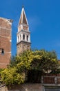 Bell tower of San Francesco della Vigna church in Italy. Royalty Free Stock Photo