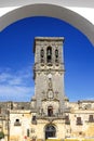 Bell tower of Santa Maria de la Asuncion church in Arcos de la Frontera, Spain