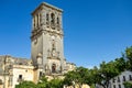 Bell tower of Santa Maria de la Asuncion church in Arcos de la Frontera, Spain Royalty Free Stock Photo