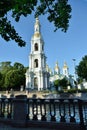 Bell tower of St. Nicholas Naval Cathedral in St. Petersburg, Russia Royalty Free Stock Photo