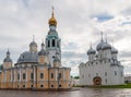 Bell tower of St. Sophia Cathedral, St. Sophia Cathedral and Cathedral of Bishops on Kremlin Square in center of Vologda, Russia