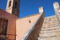 bell tower and stairs in an orthodox monastery (agia triada) in crete (greece) Royalty Free Stock Photo