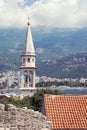 The bell tower of Sveti Ivan (St.John) Catholic Church Cathedral Royalty Free Stock Photo