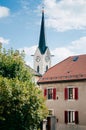 Bell tower of Temple allemand, La Chaux de Fonds, Switzerland Royalty Free Stock Photo