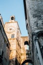 The bell tower under the clock in Split, Croatia Royalty Free Stock Photo