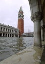 Bell Tower in Venice Italy and the water in the square Royalty Free Stock Photo