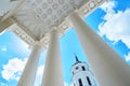 Bell tower of Vilnius cathedral over the blue sky Royalty Free Stock Photo