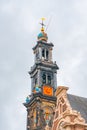 The bell tower of the Western Church, in Dutch Westerkerk in Amsterdam Royalty Free Stock Photo