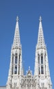 Bell towers in Vienna Austria of the votive church called votivkirche in Austrian Royalty Free Stock Photo