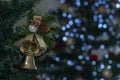 Bell on the tree with space to write Christmas message Royalty Free Stock Photo