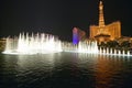 Bellagio Casino Water Show at night with Paris Casino and Eiffel Tower, Las Vegas, NV Royalty Free Stock Photo