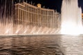 Las Vegas, NV, USA 09032018: stunning view of Bellagio Fountain Show at night Royalty Free Stock Photo