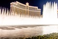 Las Vegas, NV, USA 09032018: stunning view of Bellagio Fountain Show at night Royalty Free Stock Photo