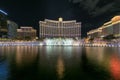 Bellagio hotel and casino and Bellagio fountain show at night in Las Vegas strip Royalty Free Stock Photo