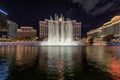 Bellagio hotel and casino and Bellagio fountain show at night in Las Vegas strip Royalty Free Stock Photo