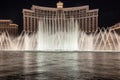 Bellagio hotel and casino and Bellagio fountain show at night in Las Vegas strip Royalty Free Stock Photo