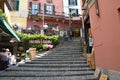 BELLAGIO, ITALY - MAY 14, 2017: tourists in Salita Serbelloni picturesque small town street view in Bellagio, Lake Como, Italy