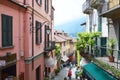BELLAGIO, ITALY - MAY 14, 2017: tourists in Salita Serbelloni picturesque small town street view in Bellagio, Lake Como, Italy Royalty Free Stock Photo
