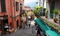 BELLAGIO, ITALY - MAY 14, 2017: tourists in Salita Serbelloni picturesque small town street view in Bellagio, Lake Como, Italy
