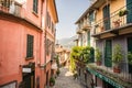 Bellagio. Lake Como. Amazing Old Narrow Street in Bellagio with Shops. Italy. Europe. Famous Picturesque