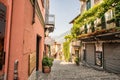 Bellagio. Lake Como. Amazing Old Narrow Street in Bellagio with Shops. Italy. Europe. Famous Picturesque