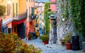 Bellagio lake Como Milan Italy. Famous stone stairs street