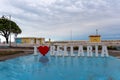 dramatic skies in the Italian riviera romagnola beach Royalty Free Stock Photo