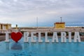 dramatic skies in the Italian riviera romagnola beach Royalty Free Stock Photo