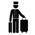 Bellboy bellman baggage man male hotel person uniform hat vector graphic