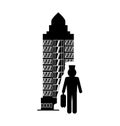 Bellboy hotel building silhouette design