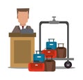 Bellboy hotel service icon, vector