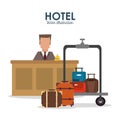 Bellboy hotel service icon, vector