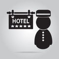 Bellboy and Hotel sign and five stars icon