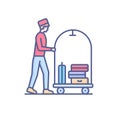 Bellboy at work - modern colored line design style icon