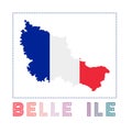 Belle Ile Logo. Map of Belle Ile with island name. Royalty Free Stock Photo