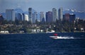 Bellevue Skyline Lake Washington Speedboat Royalty Free Stock Photo