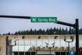 Spring District, road sign for new street, NE Spring Blvd