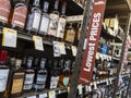 Bellevue, WA USA - circa August 2021: View of various liqueurs and liquors inside a Total Wine beverage shop