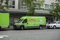 Bellevue, WA USA - circa June 2021: Street view of a Servpro van parked on the side of the road in downtown Bellevue