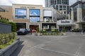 Bellevue, WA USA - circa June 2021: View of valet parking offered outside the Shops of Bravern shopping district in downtown