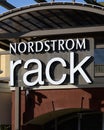 Large white letter sign for Nordstom Rack store