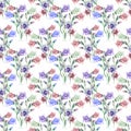 Bellflowers coloful watercolor seamlles pattern Royalty Free Stock Photo