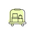 Bellhop, suitcase with color shadow vector icon in hotel service set Royalty Free Stock Photo