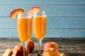 Bellini champagne cocktail in crystal glass Royalty Free Stock Photo