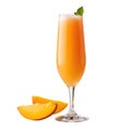 Bellini cocktail with peach isolated on white background